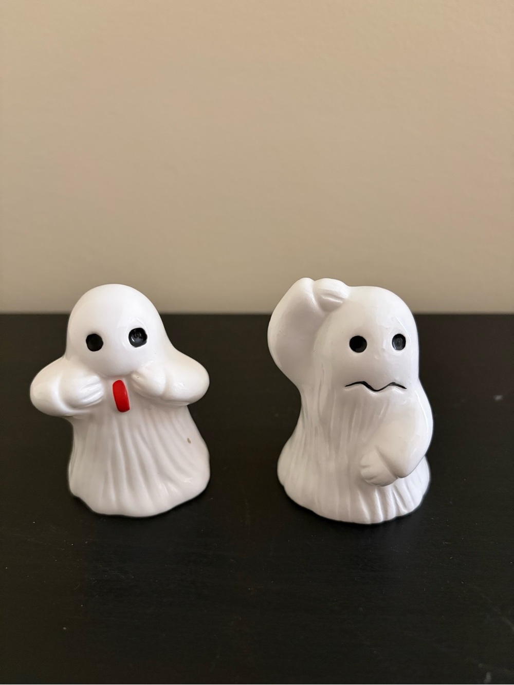 White Ceramic Ghost figurines Halloween decor